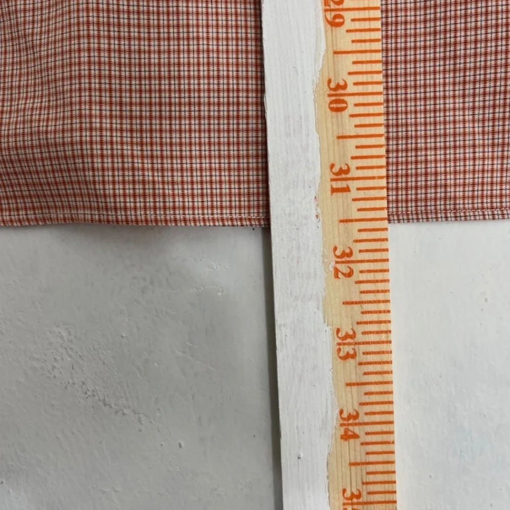 Banana Republic Men’s L 16-16.5 Orange White Plaid Dress‎ Shirt Non Iron Cotton